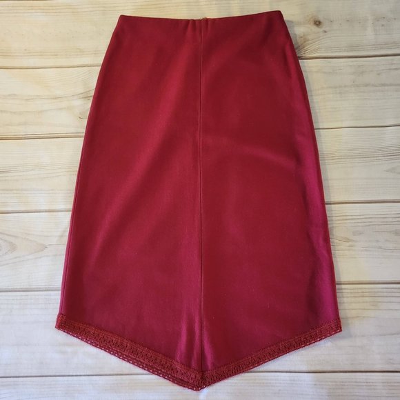 Zara Basic Women’s Midi A-Line Pencil Skirt Antique Ruby Sz 8 - Picture 8 of 8